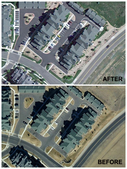 Landscape Renovation Before and After Aerial Image