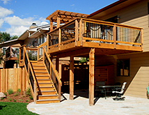 Custom wood Decks with Overhead Pergola Brighton