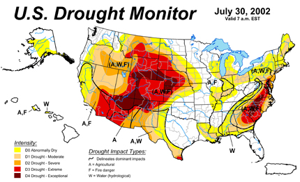 US drought monitor July 2002