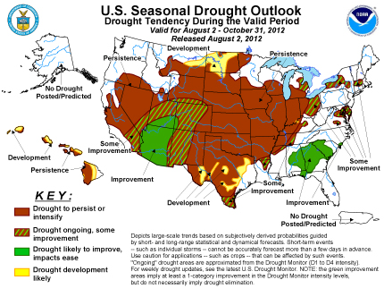 US seasonal drought outlook August 2012