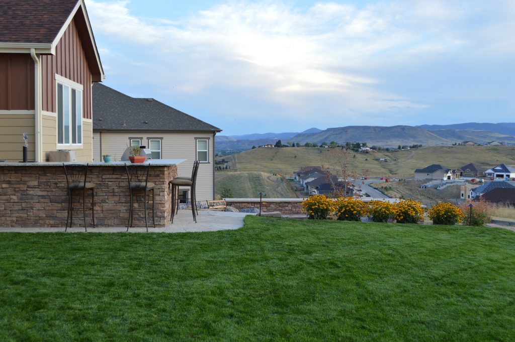 outdoor kitchen and lawn