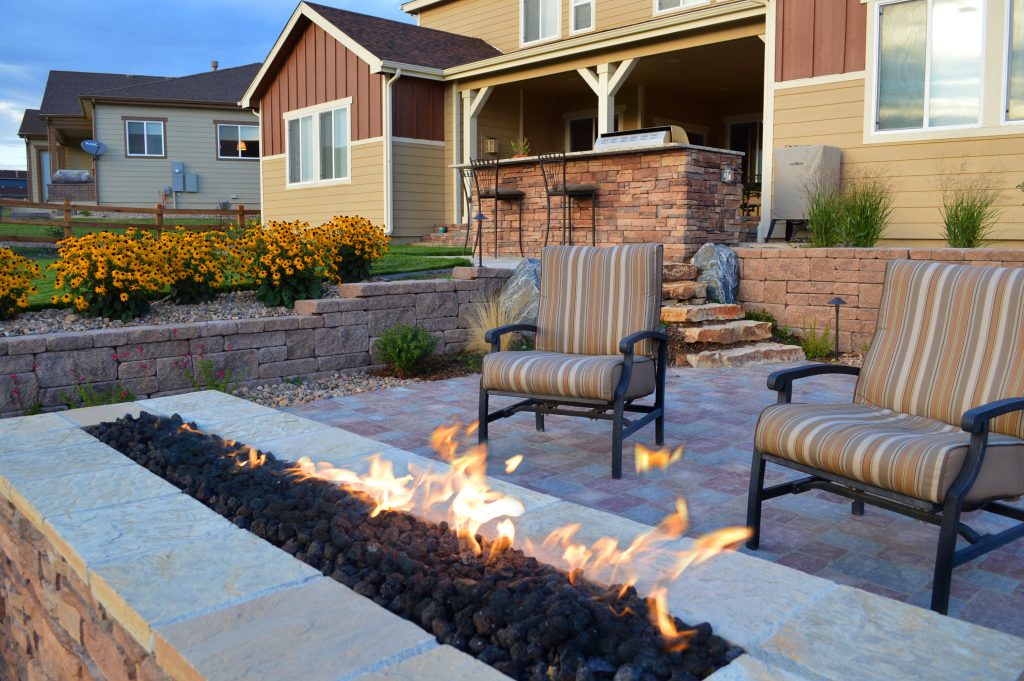 firepit patio and outdoor kitchen