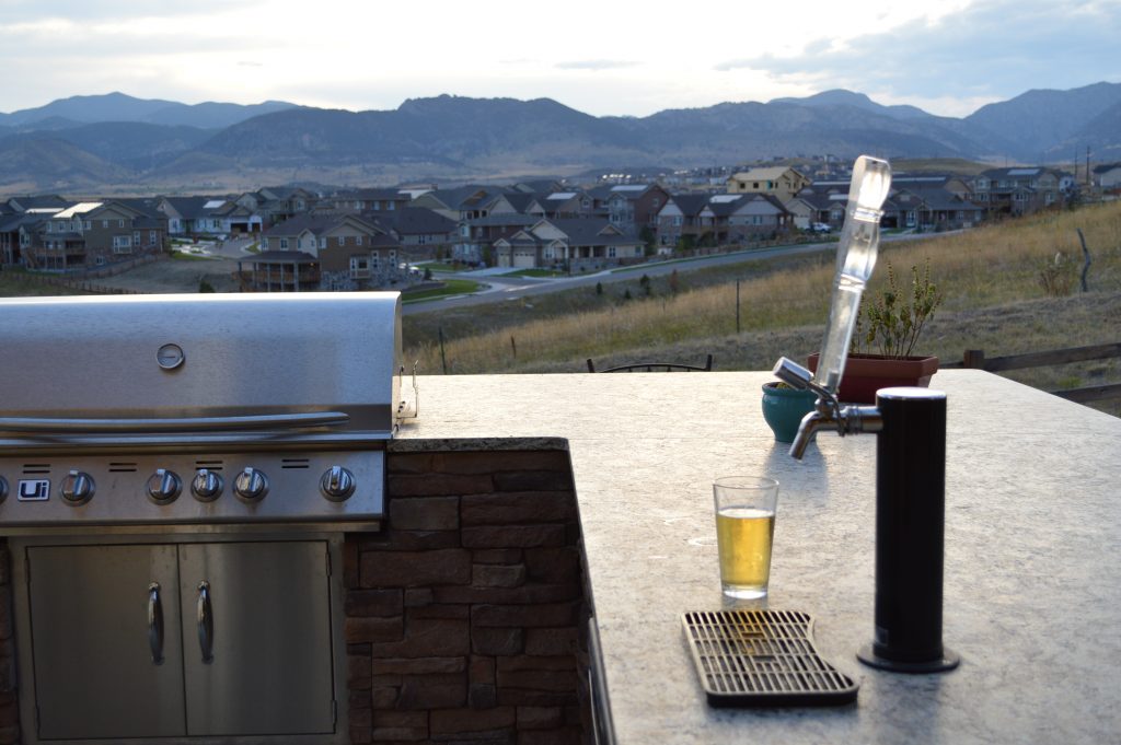 outdoor kitchen with mountain views